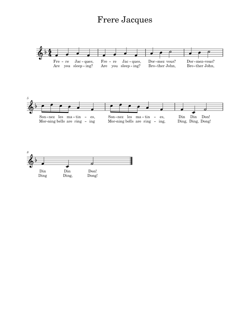 Frere Jacques grade 4 Sheet music for Piano (Solo) Easy | Musescore.com