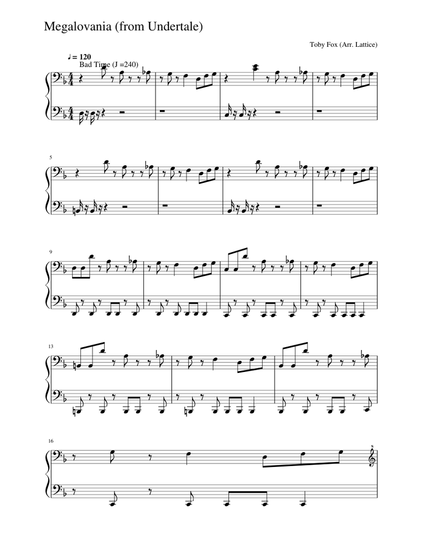 Megalovania - Lattice Sheet music for Piano (Solo) | Musescore.com