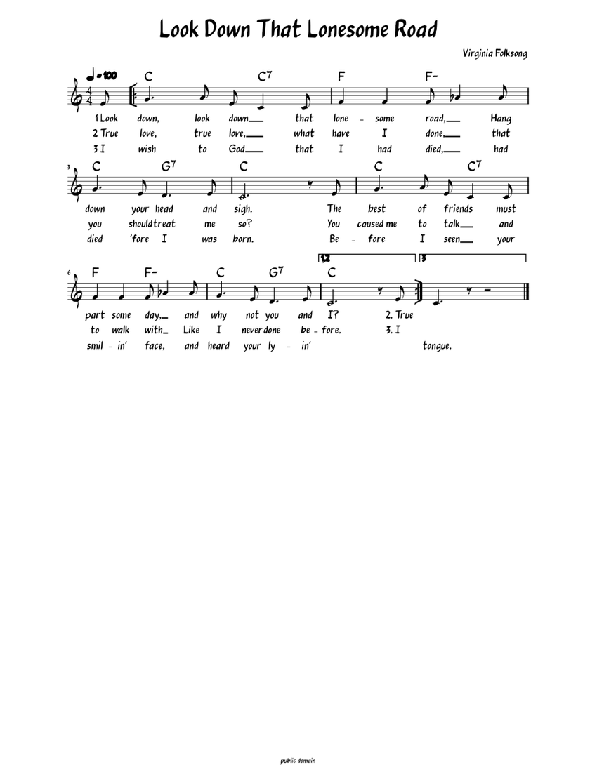 Look Down That Lonesome Road Lead Sheet With Lyrics Sheet Music For Piano Solo Musescore
