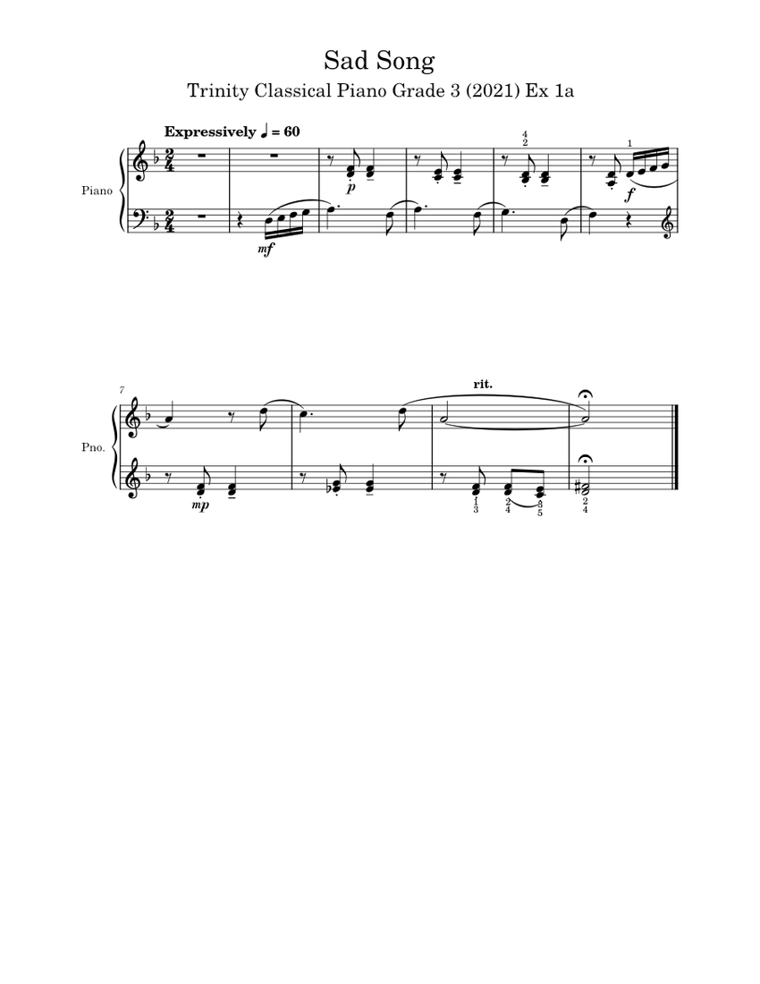 Sad Song - Ex. 1a – Trinity College London - piano tutorial