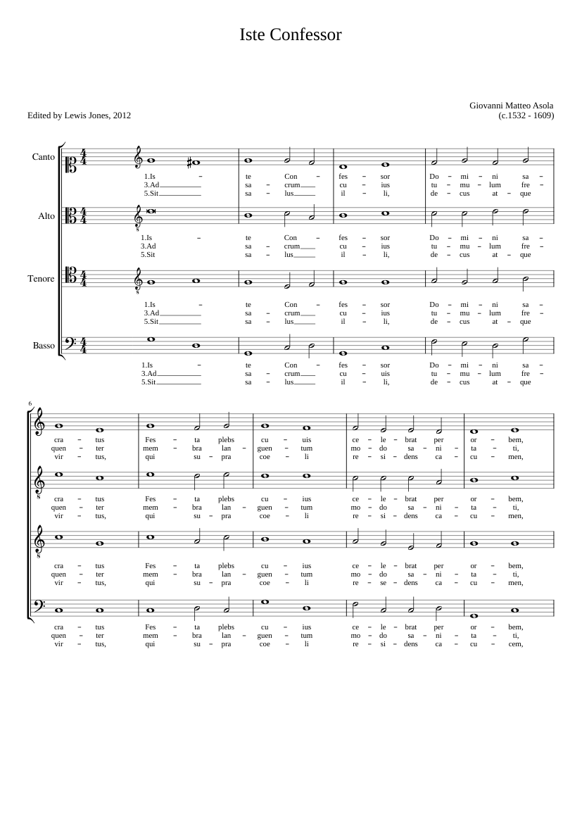 Iste Confessor a 4 (even verses)