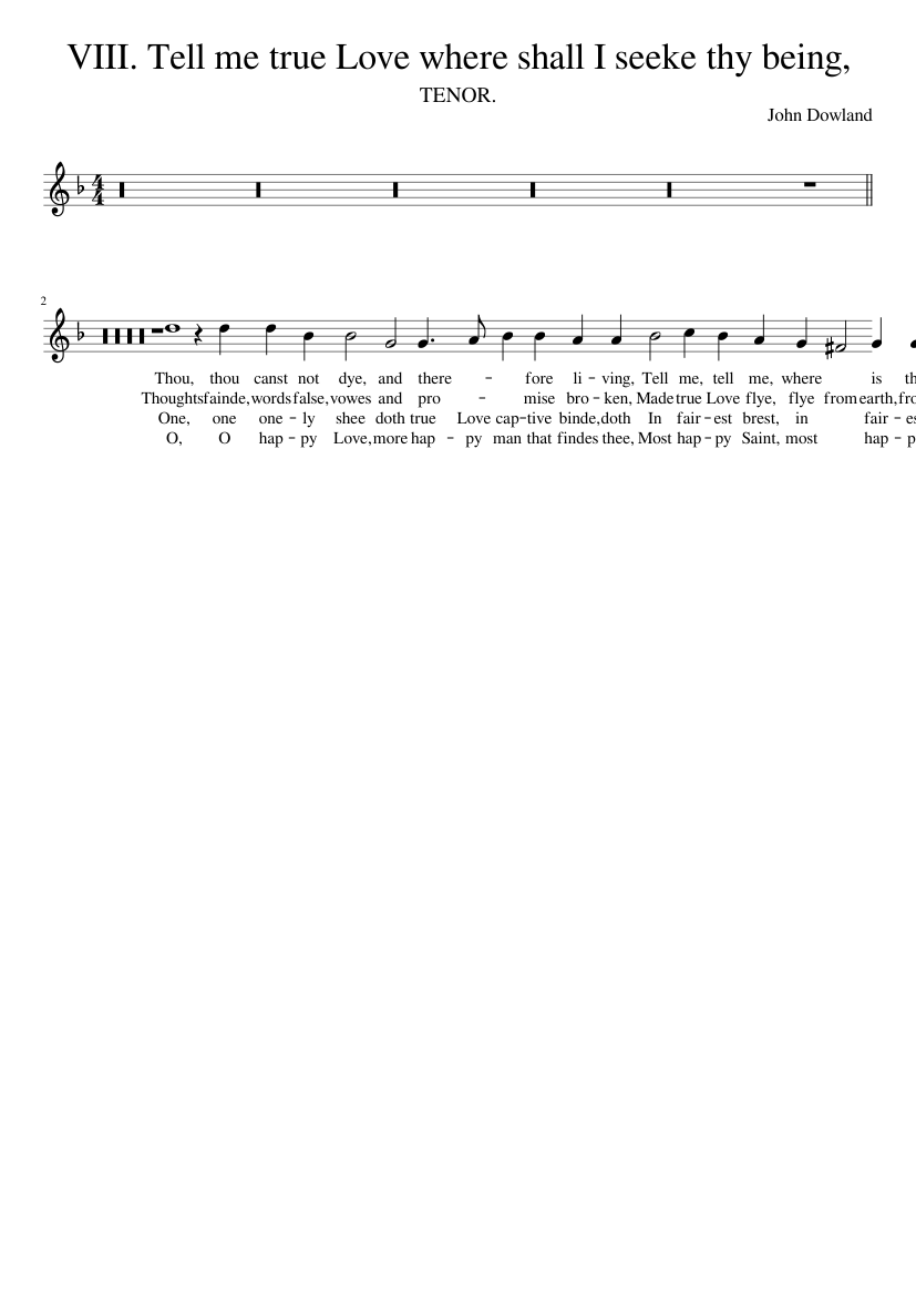 VIII. Tell me true Love where shall I seeke thy being