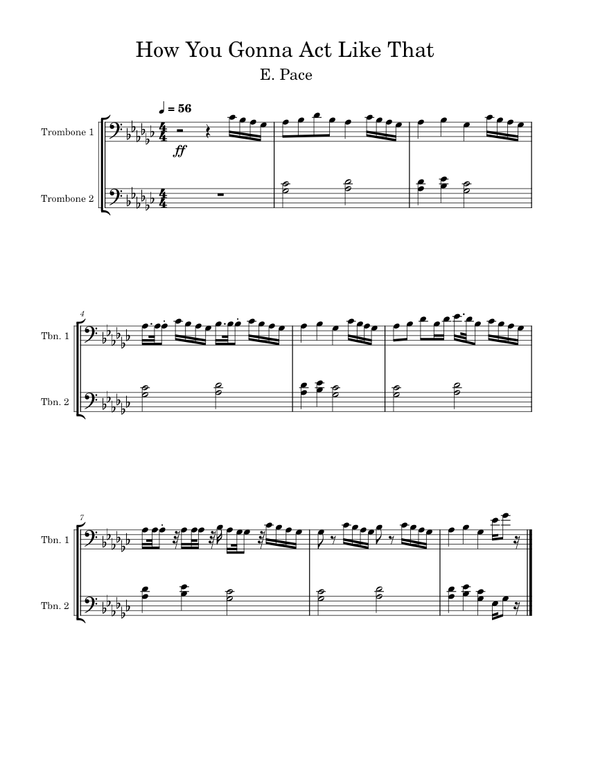 How_You_Gonna_Act_Like_That Sheet music for Trombone (Brass Duet)