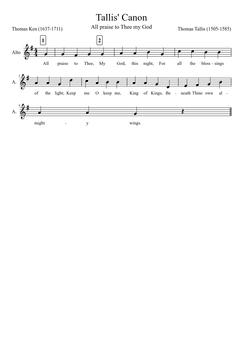 All praise to thee (Tallis' canon)
