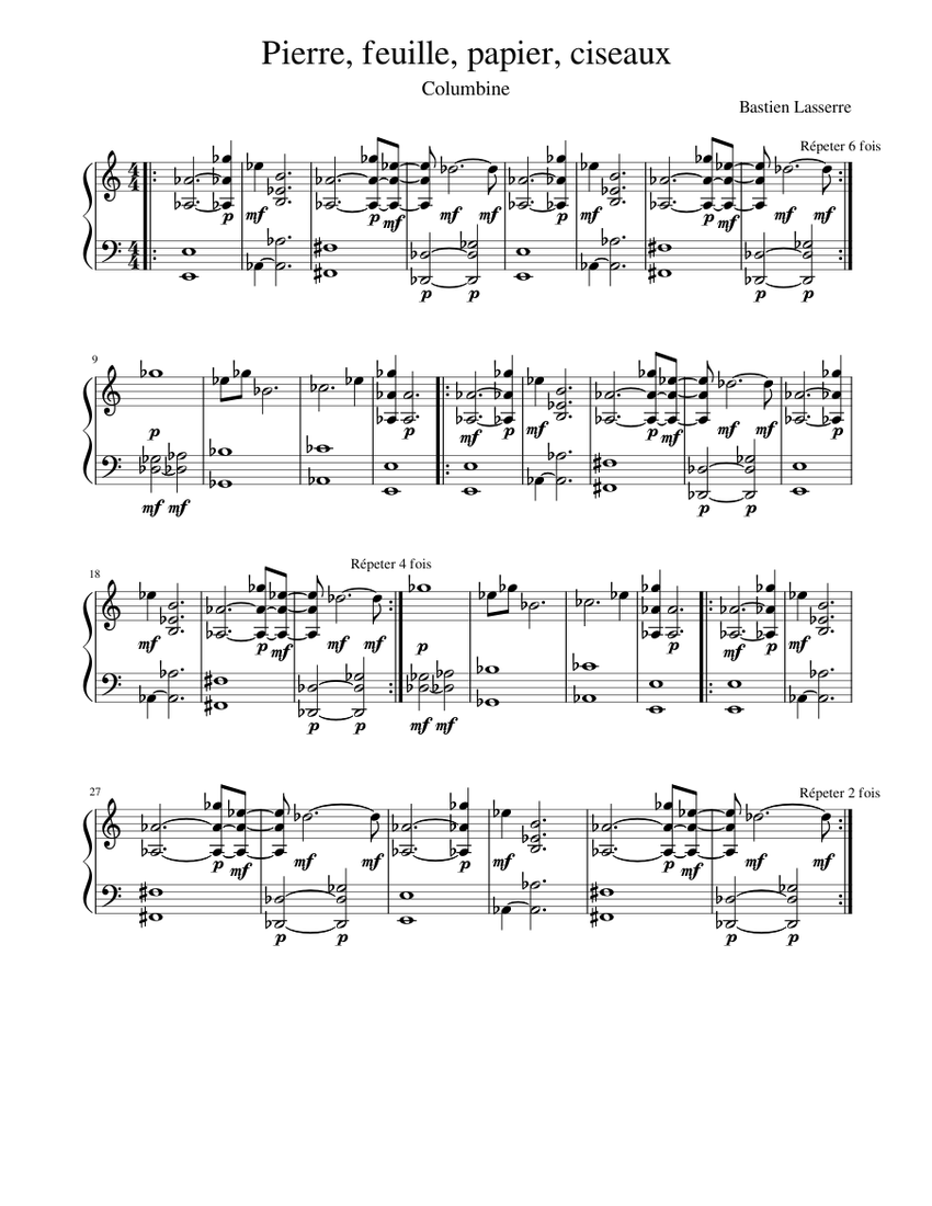 Columbine - Pierre feuille papier ciseaux Sheet music for Piano (Solo) |  Musescore.com