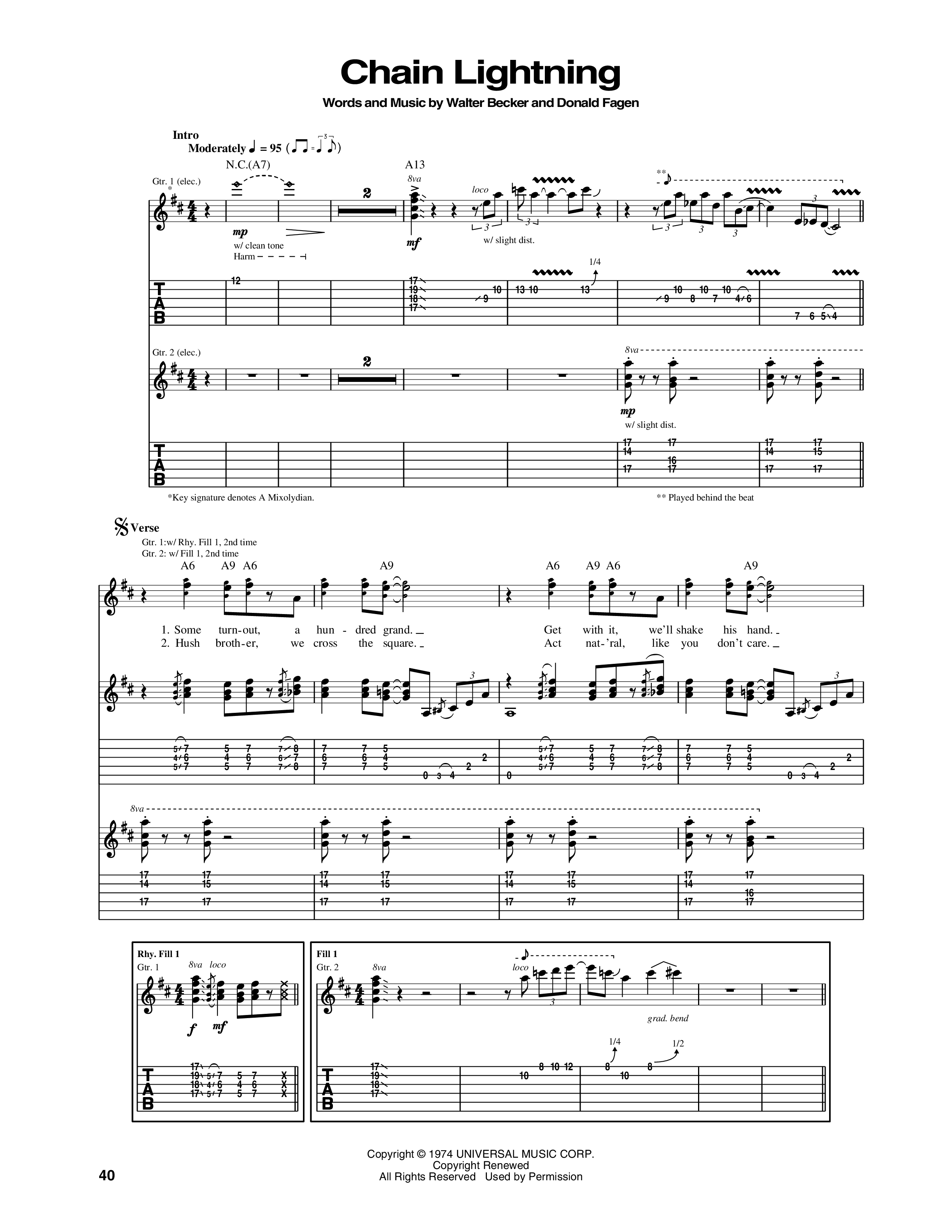 Play Official version of Chain lightning Sheet Music by Steely Dan
