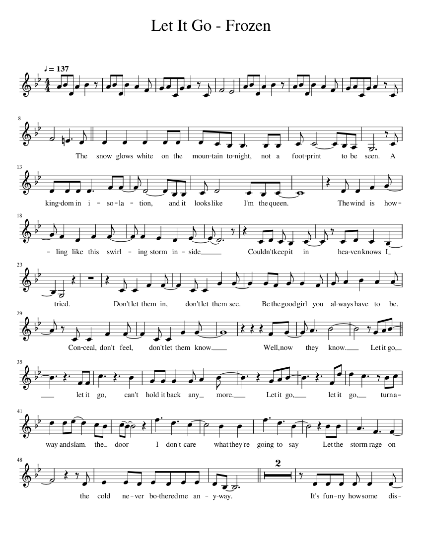 Let it Go, for Bb Trumpet Sheet music for Trumpet in bflat (Solo