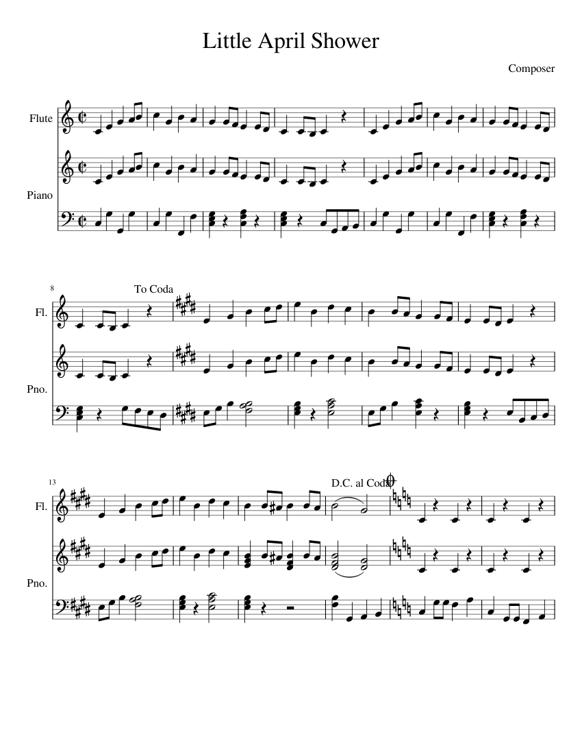 Little April Shower Sheet music for Piano, Flute (Solo) | Musescore.com
