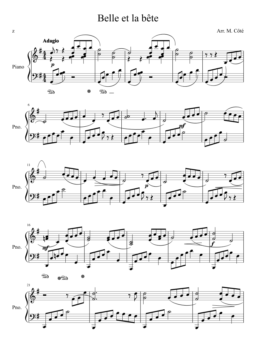 La belle et la bête Sheet music for Piano (Solo) | Musescore.com
