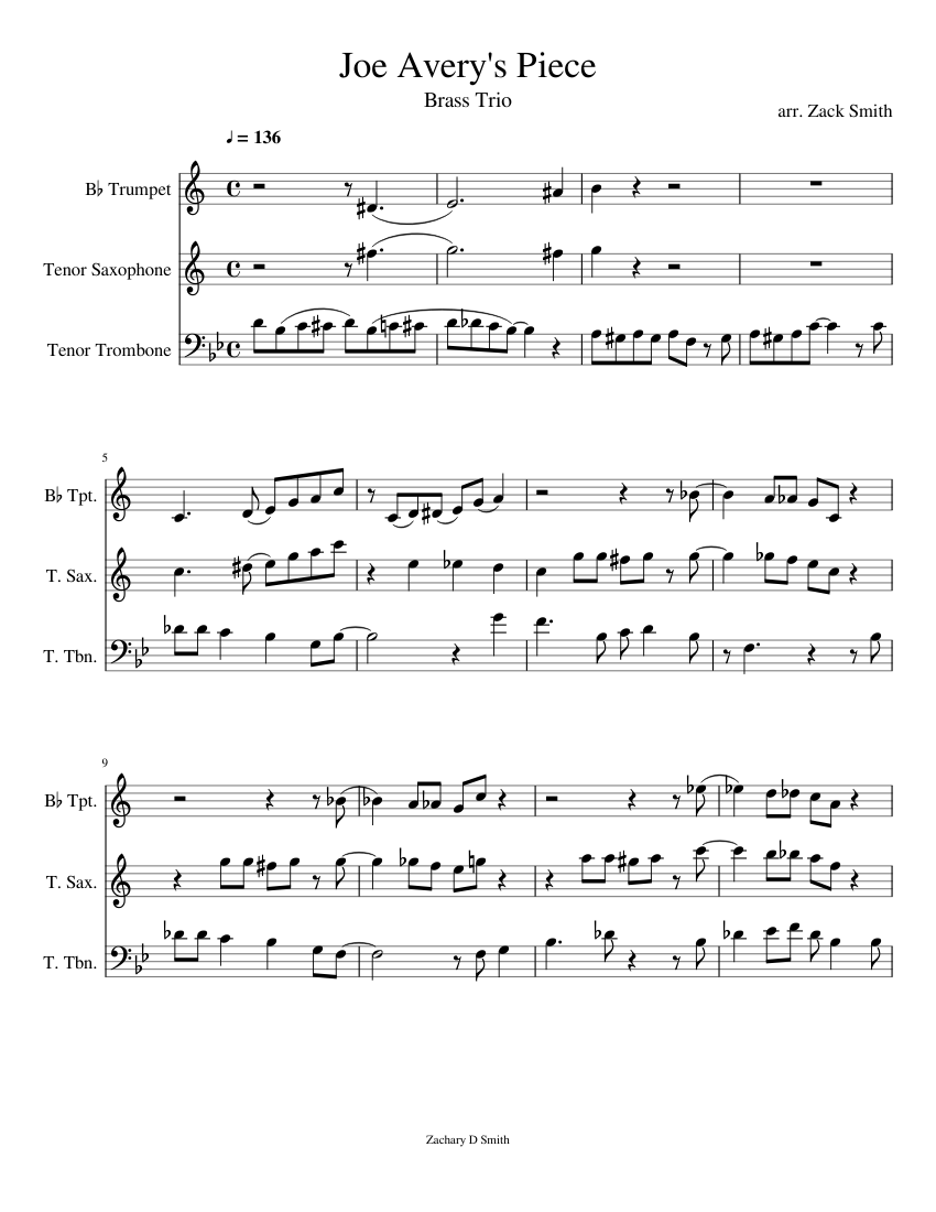 Joe Avery s Piece 71end Sheet music for Trombone tenor, Saxophone