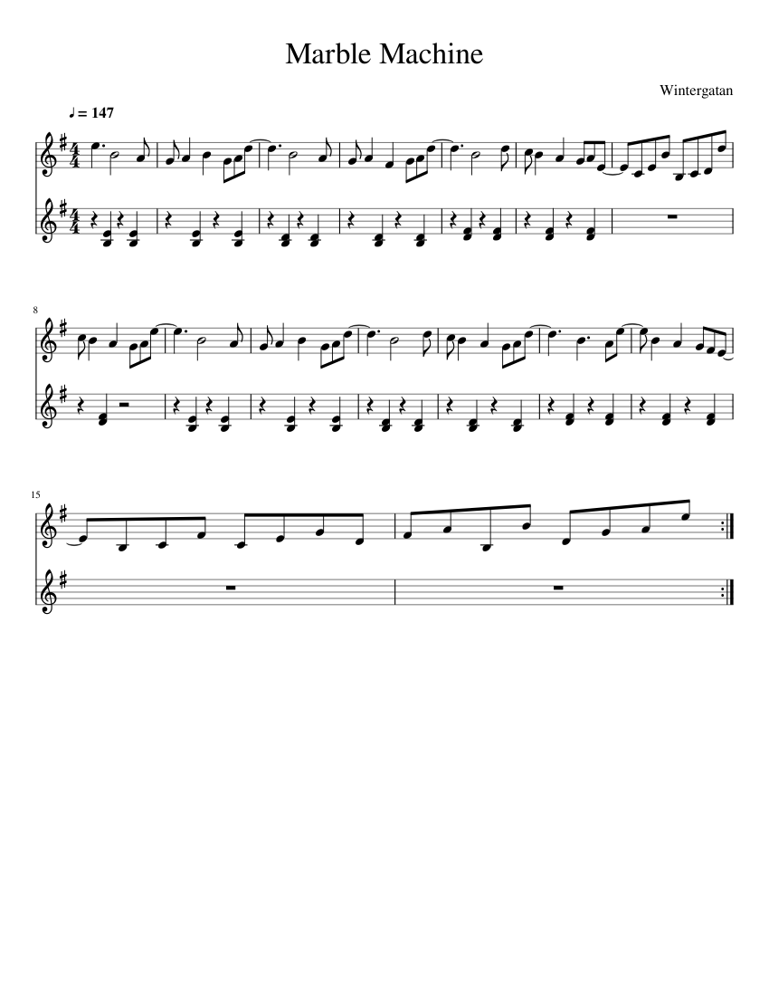 Marble Machine Sheet music for Glockenspiel (Solo) | Musescore.com