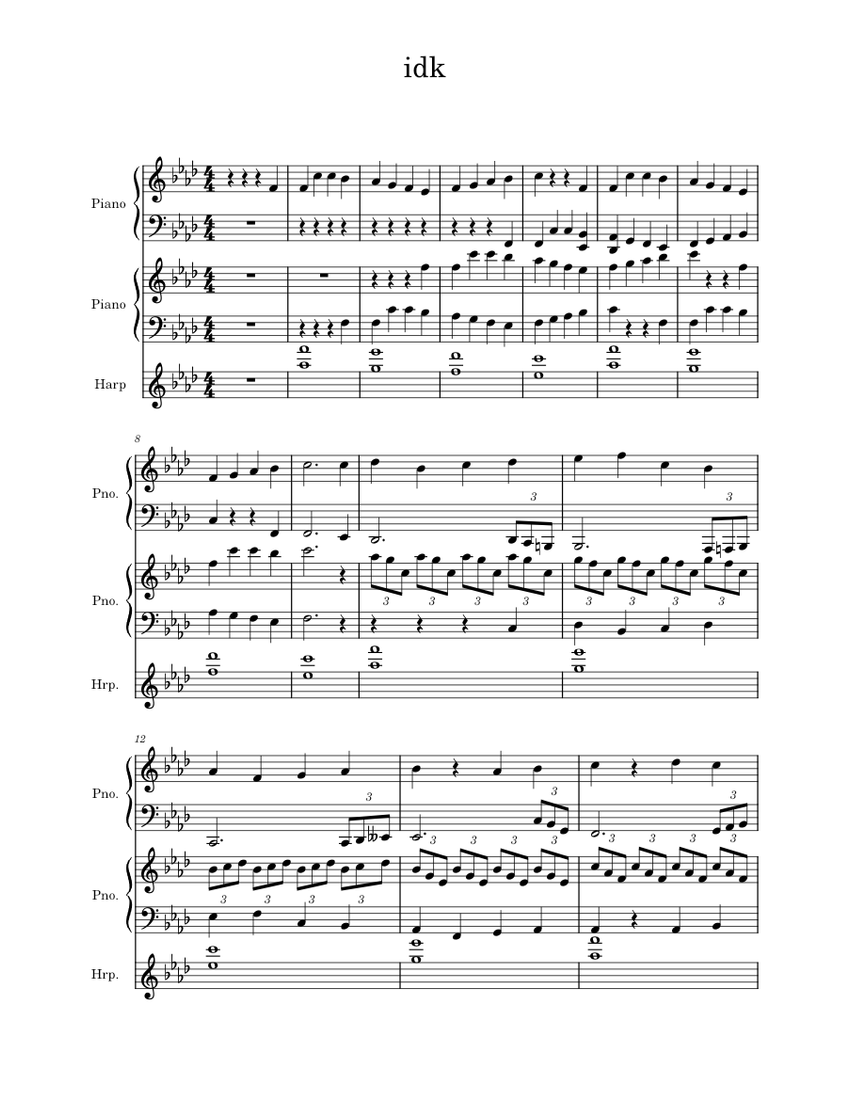 God Rest First Draft (No Organ) Sheet music for Piano, Harp (Piano
