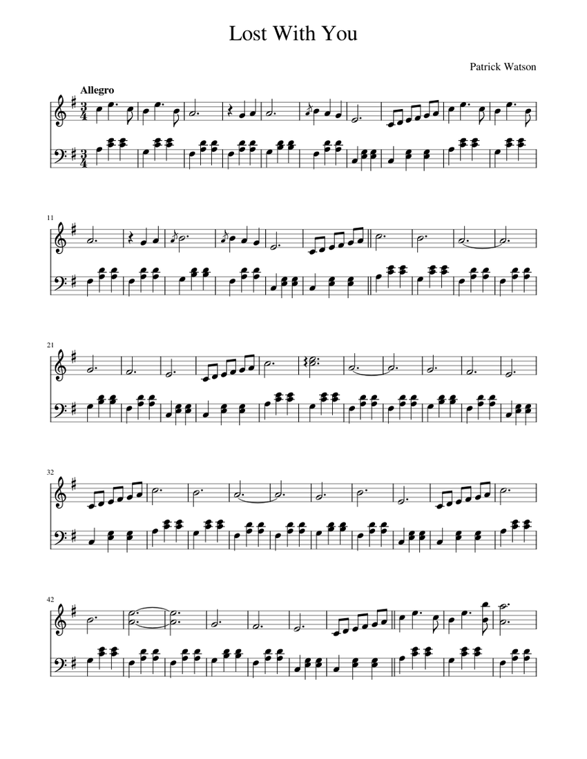 Lost With You Sheet music for Piano (Solo) | Musescore.com