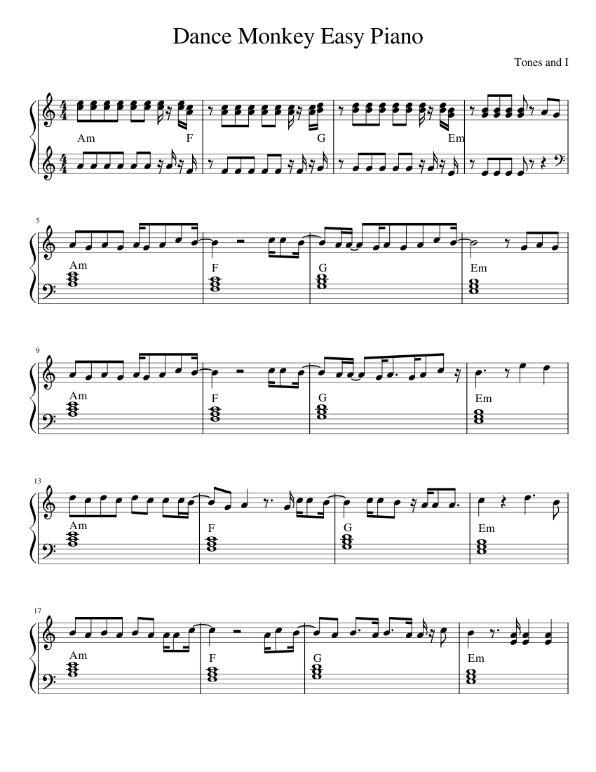 Dance Monkey Easy Sheet music for Piano (Solo) | Musescore.com