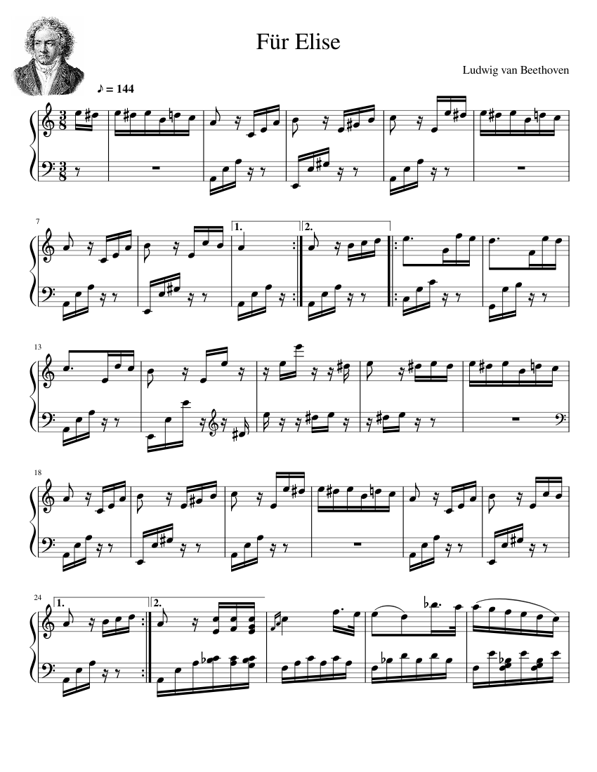 Für Elise (L.V.Beethoven) Sheet music for Piano (Solo) | Musescore.com