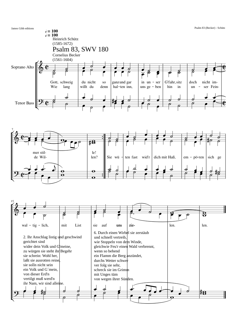 Gott schweig du nicht so ganz und gar SWV 180