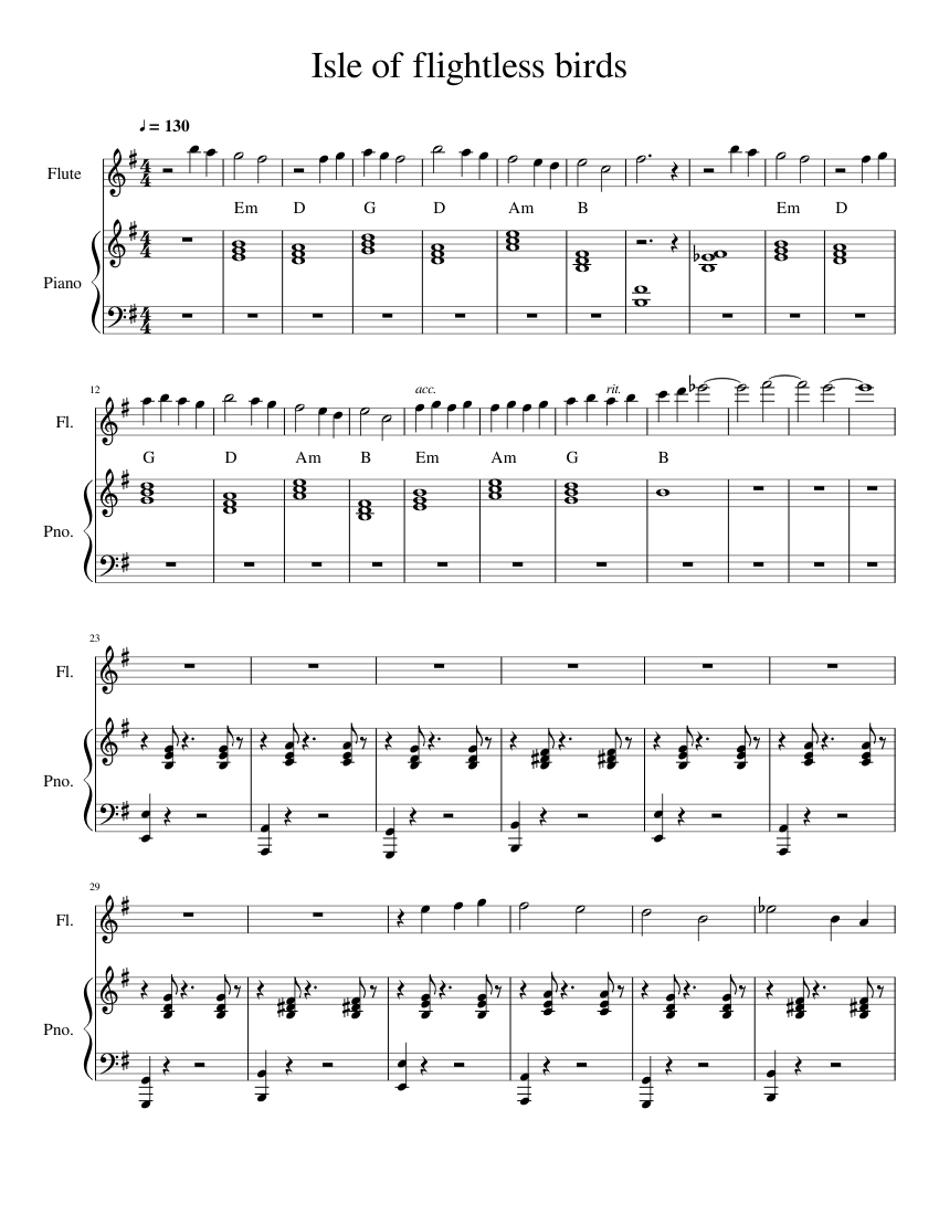 Isle of Flightless Birds Sheet music for Piano, Flute (Solo) | Musescore.com