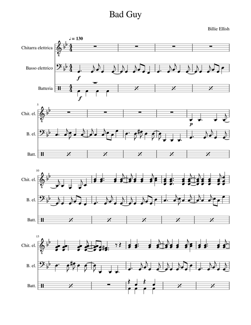 Billie Eilish Bad Guy Bass Tab