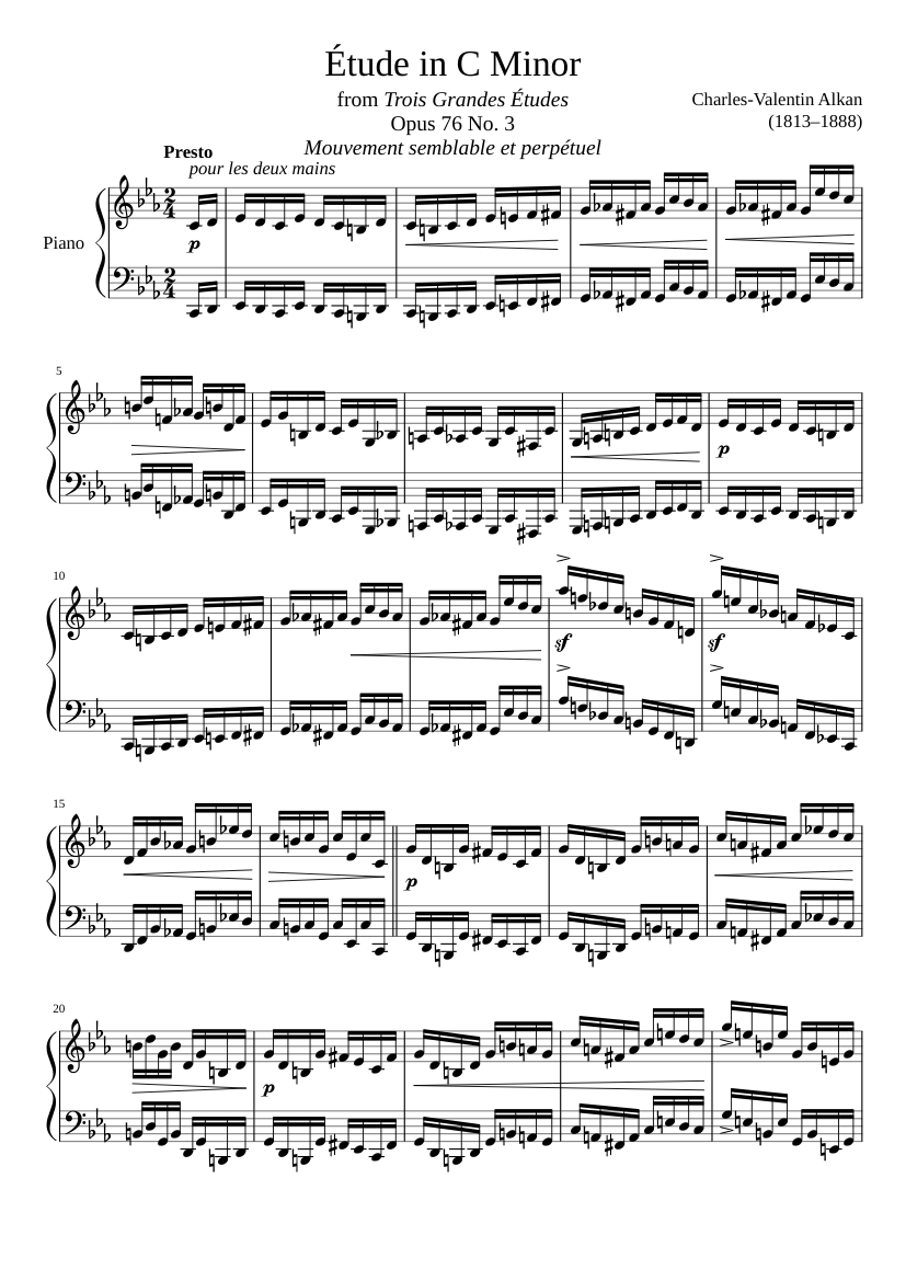 Étude Opus 76 No. 3 in C Minor Sheet Music for Piano (Solo
