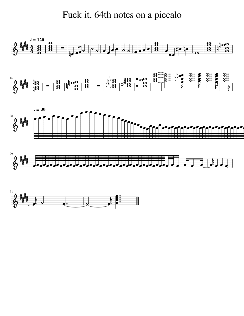 Music 64th Note Fuckit,64th_notes_on_a_piccolo Sheet music for Flute piccolo (Solo ...