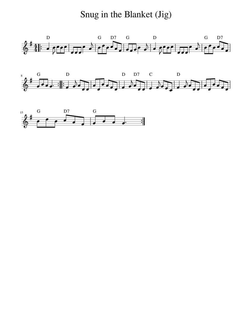 Snug in the Blanket (Jig) Sheet music for Piano (Solo) | Musescore.com