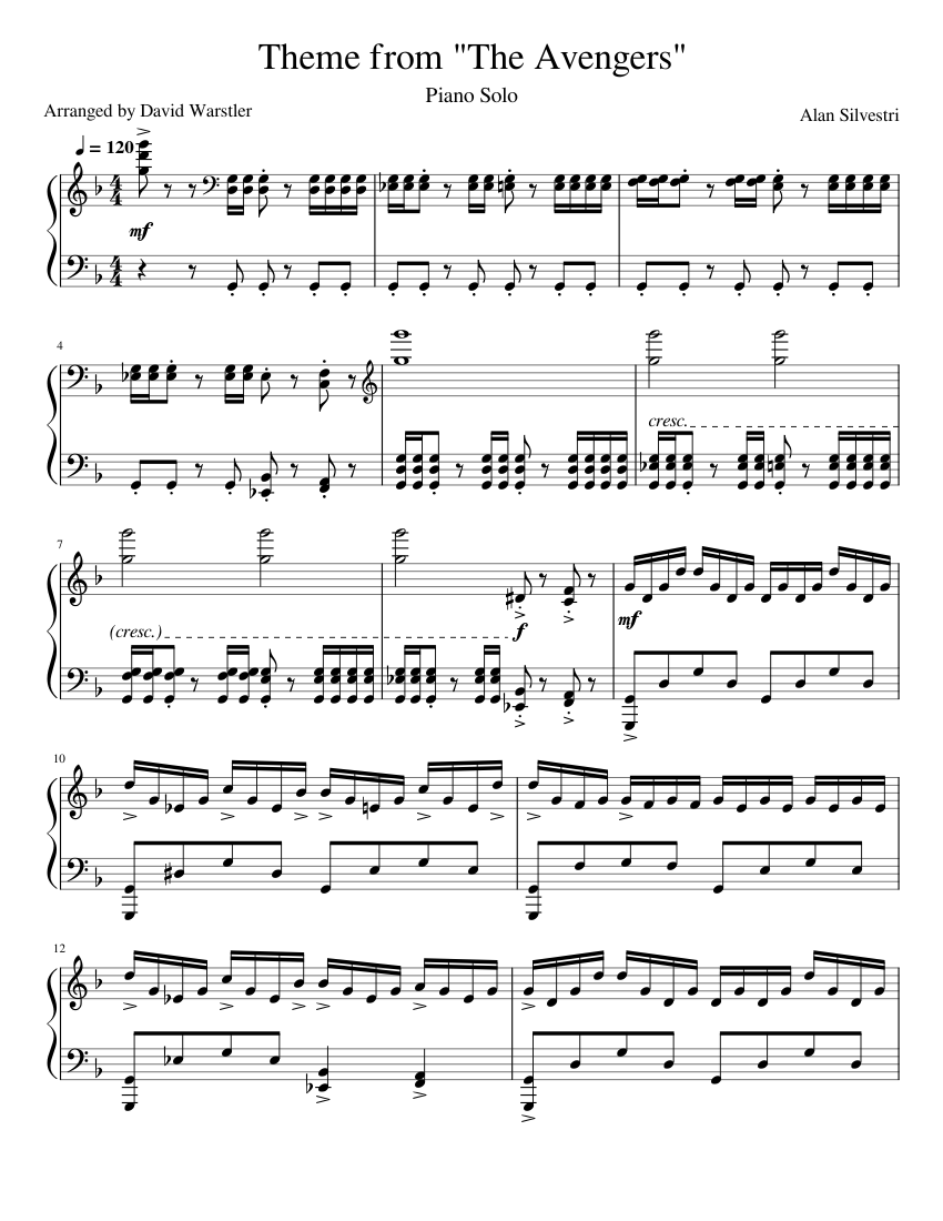 The Avengers Theme Sheet music for Piano (Solo) | Musescore.com
