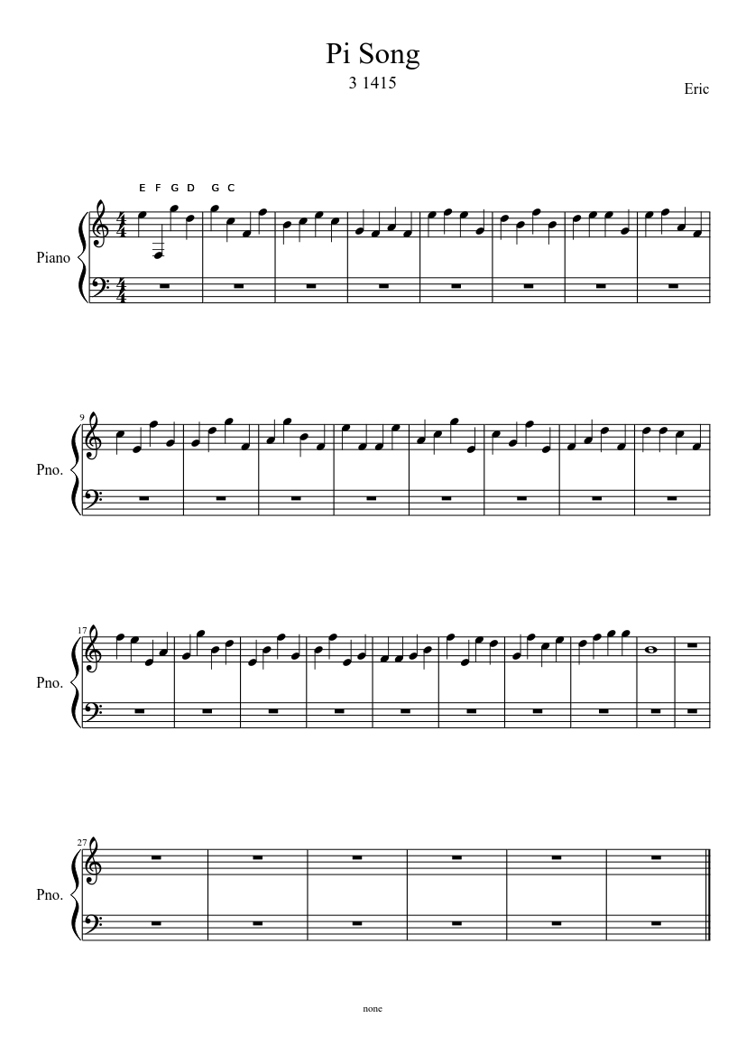 Pi Song Sheet music for Piano (Solo) | Musescore.com
