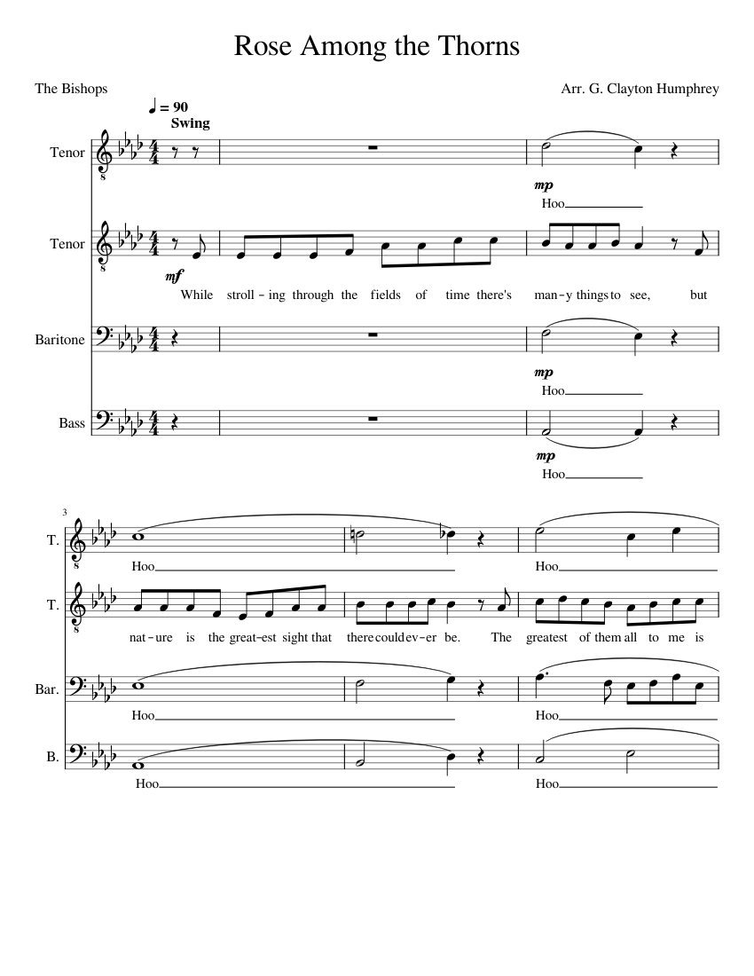 Rose Among The Thorns Sheet Music For Tenor Bass Baritone Choral Musescore Com