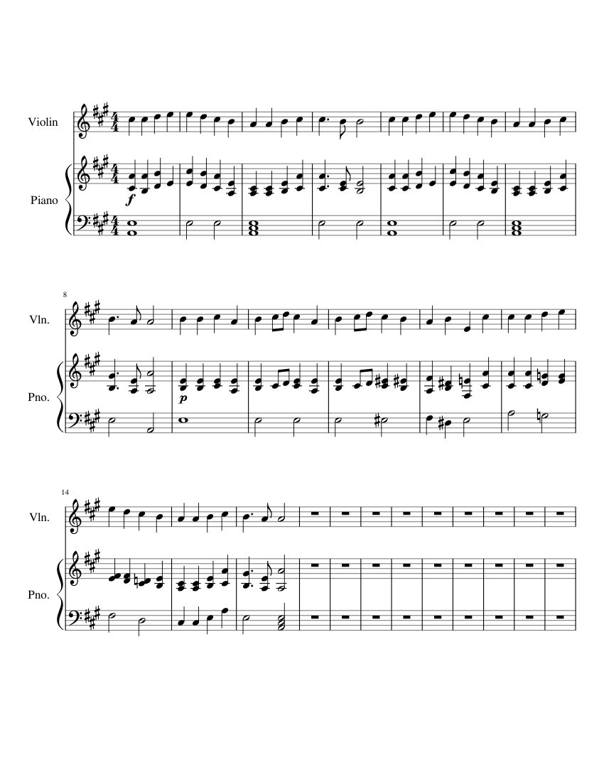 Ode to joy (Violin and piano version) Sheet music for Piano, Violin (Solo)  | Musescore.com