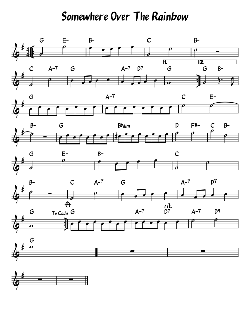 Somewhere Over The Rainbow Sheet music for Piano (Solo) | Musescore.com