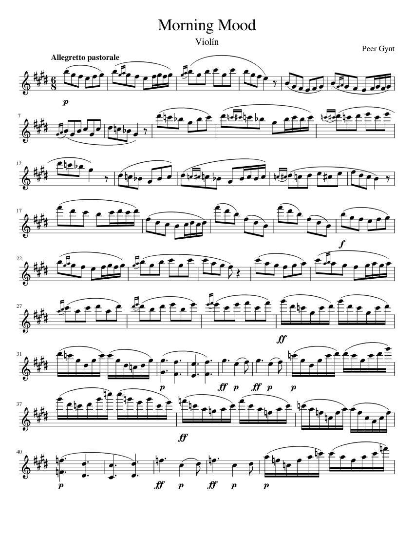 Morning Mood - Violin Adaptation Sheet music for Violin (Solo) |  Musescore.com