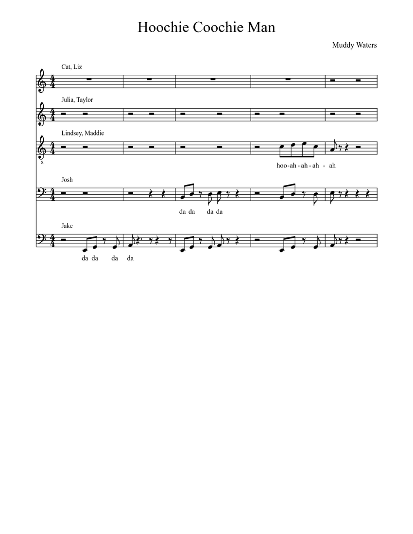 Hoochie Coochie Man Sheet music for Piano, Guitar, Bass guitar (Mixed