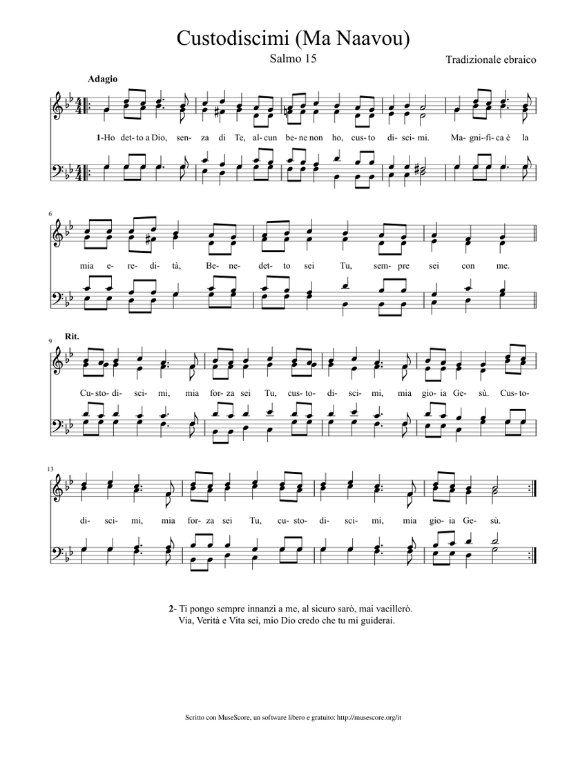 Custodiscimi (Ma Naavou) – Traditional Jewish Sheet music for Alto ...