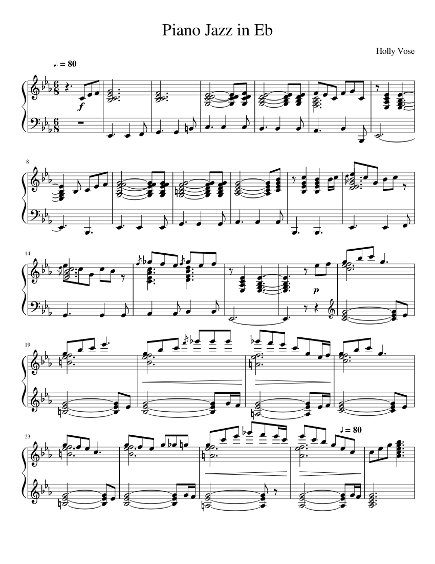 Piano Jazz in Eb Sheet music for Piano (Solo) | Musescore.com