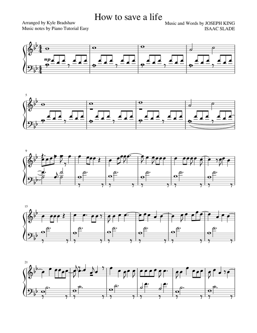 How to save a life Sheet music for Piano (Solo) Easy | Musescore.com