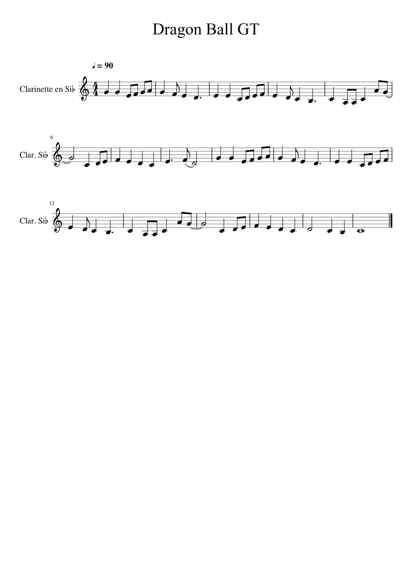 Dragon Ball GT Opening 1 Sheet music for Flute (Solo)