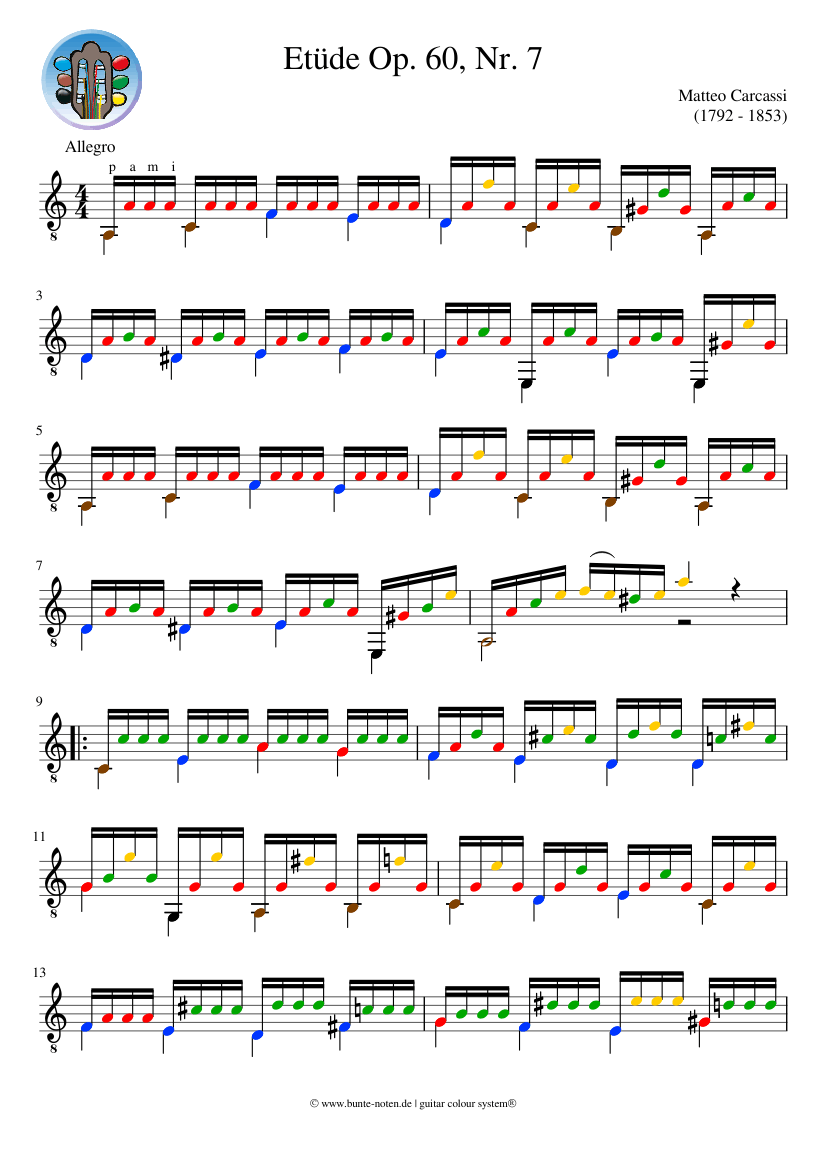 Etüde Op. 60, Nr. 7 | Matteo Carcassi Sheet Music for Guitar (Solo