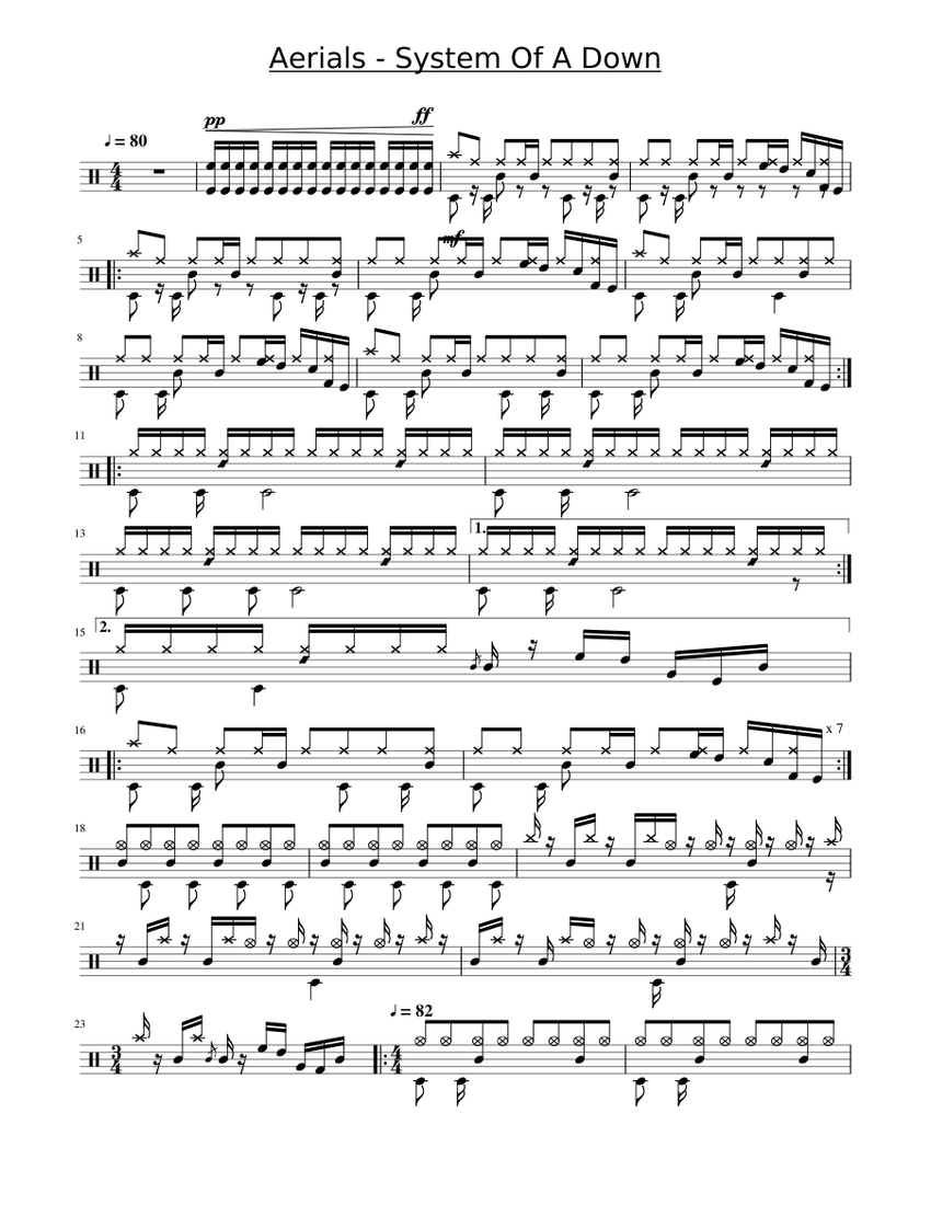 System Of A Down - Spiders Sheet music for Guitar, Drum group (Mixed Trio)