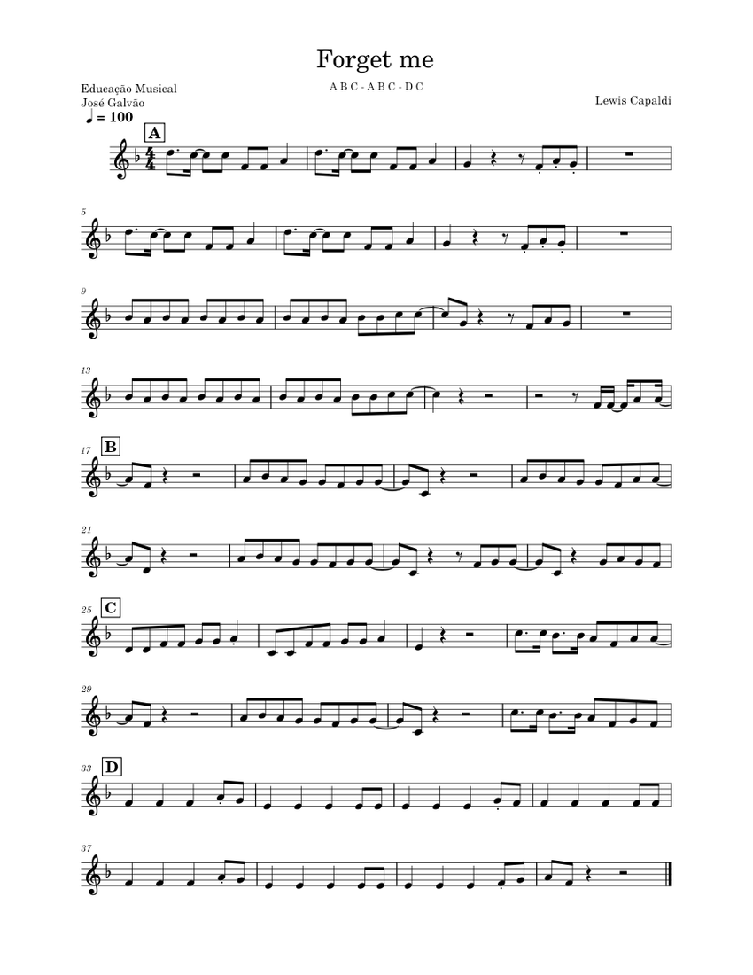 me Lewis Capaldi me Lewis Capaldi Partitura Flauta