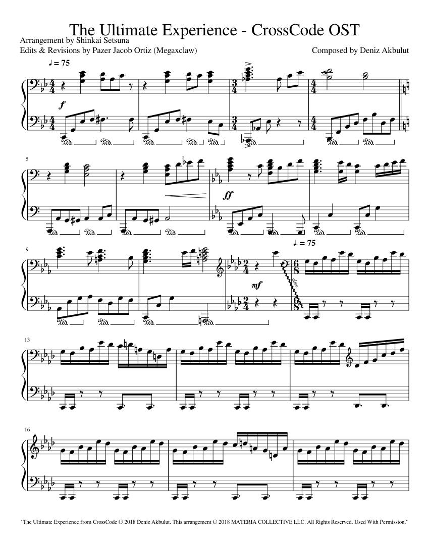 The Ultimate Experience - CrossCode OST Sheet Music for Piano