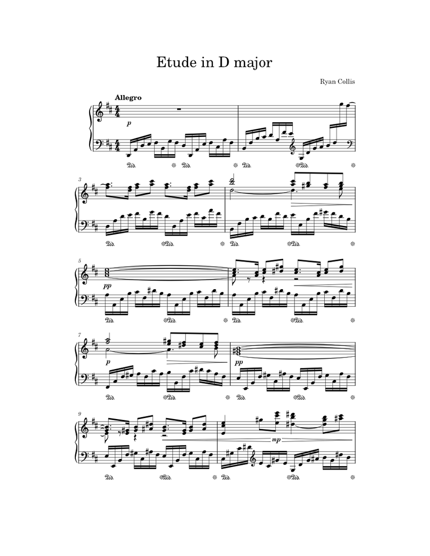Etude in D major Sheet music for Piano (Solo) | Musescore.com