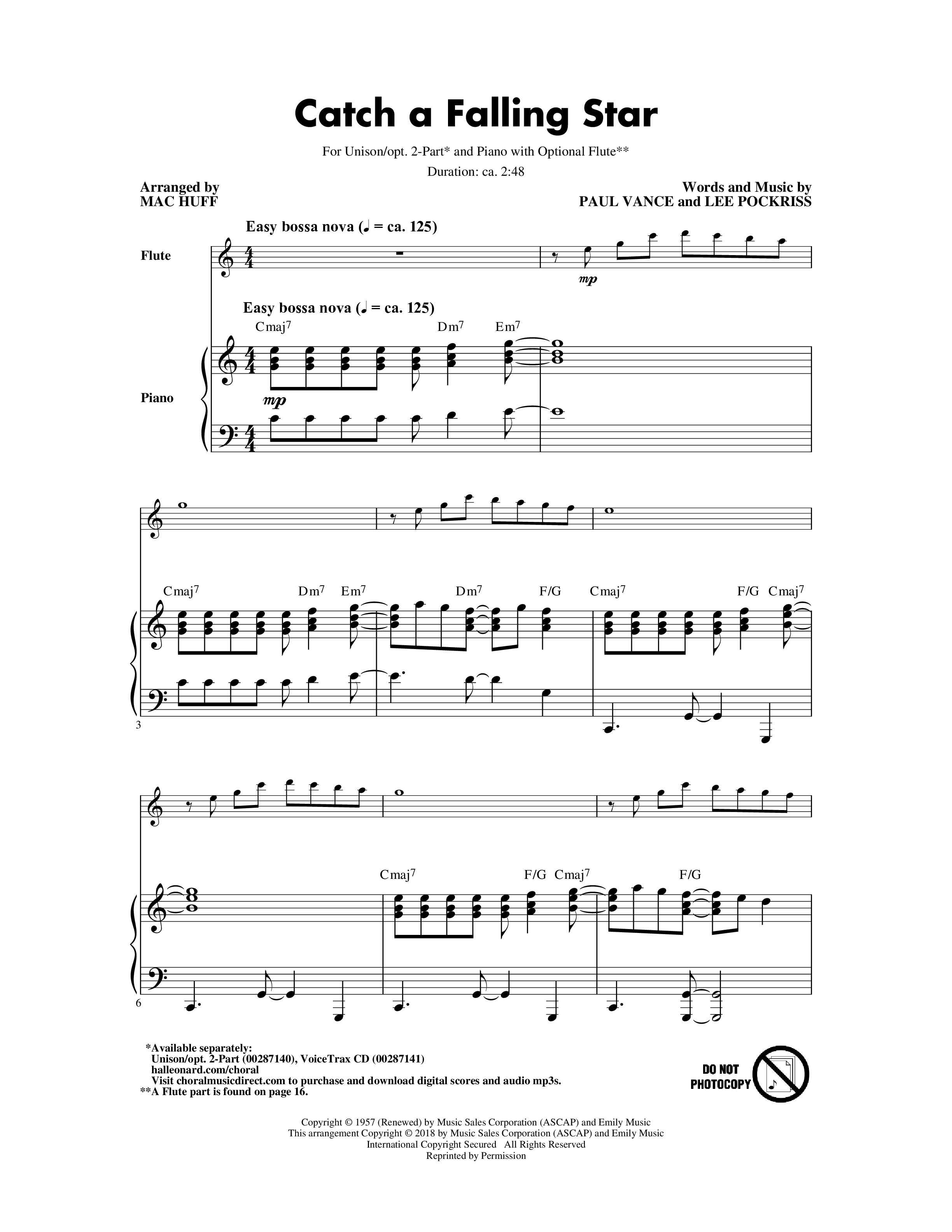 Play Official version of Catch a falling star Sheet Music by Perry Como ...