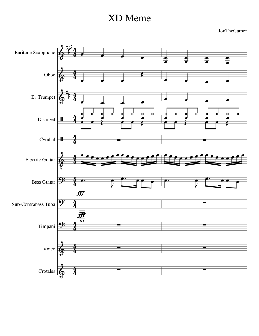 The Sacrafice Sheet music for Tuba, Vocals, Oboe, Saxophone