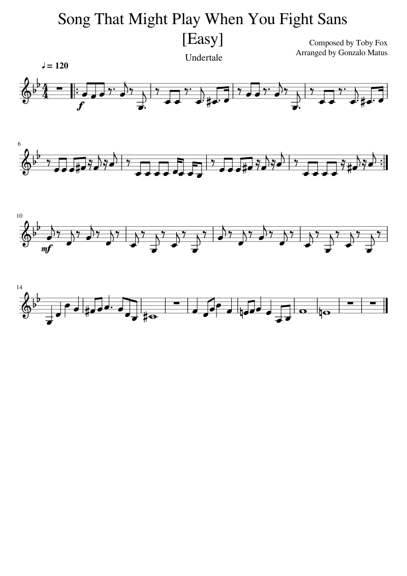 [Easy] Song That Might Play When You Fight Sans - Violin Solo