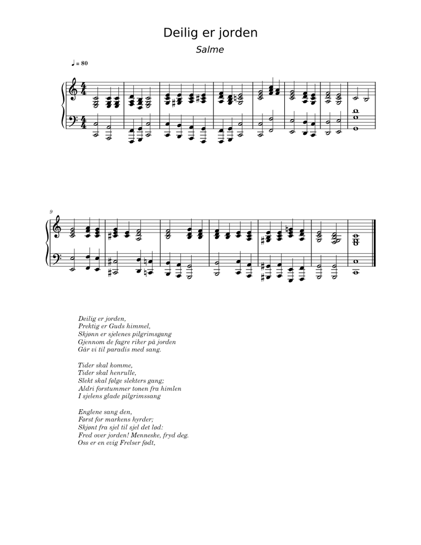 Deilig er jorden – Salme Deilig er jorden Sheet music for Piano (Solo) |  Musescore.com