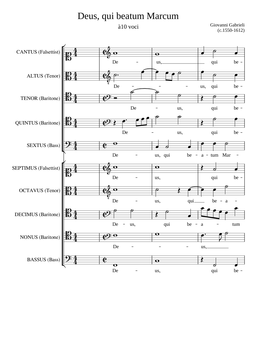 Deus qui beatum Marcum a 10 voci
