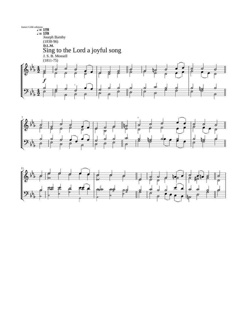 Sing to the Lord a joyful song - Joseph Barnby Sheet music for ...