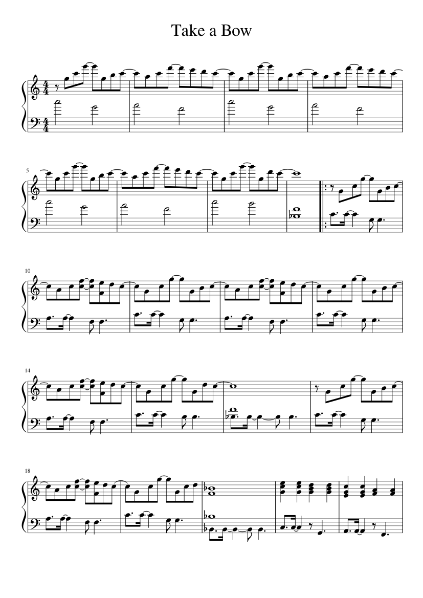 Take a Bow Sheet music for Piano (Solo) | Musescore.com