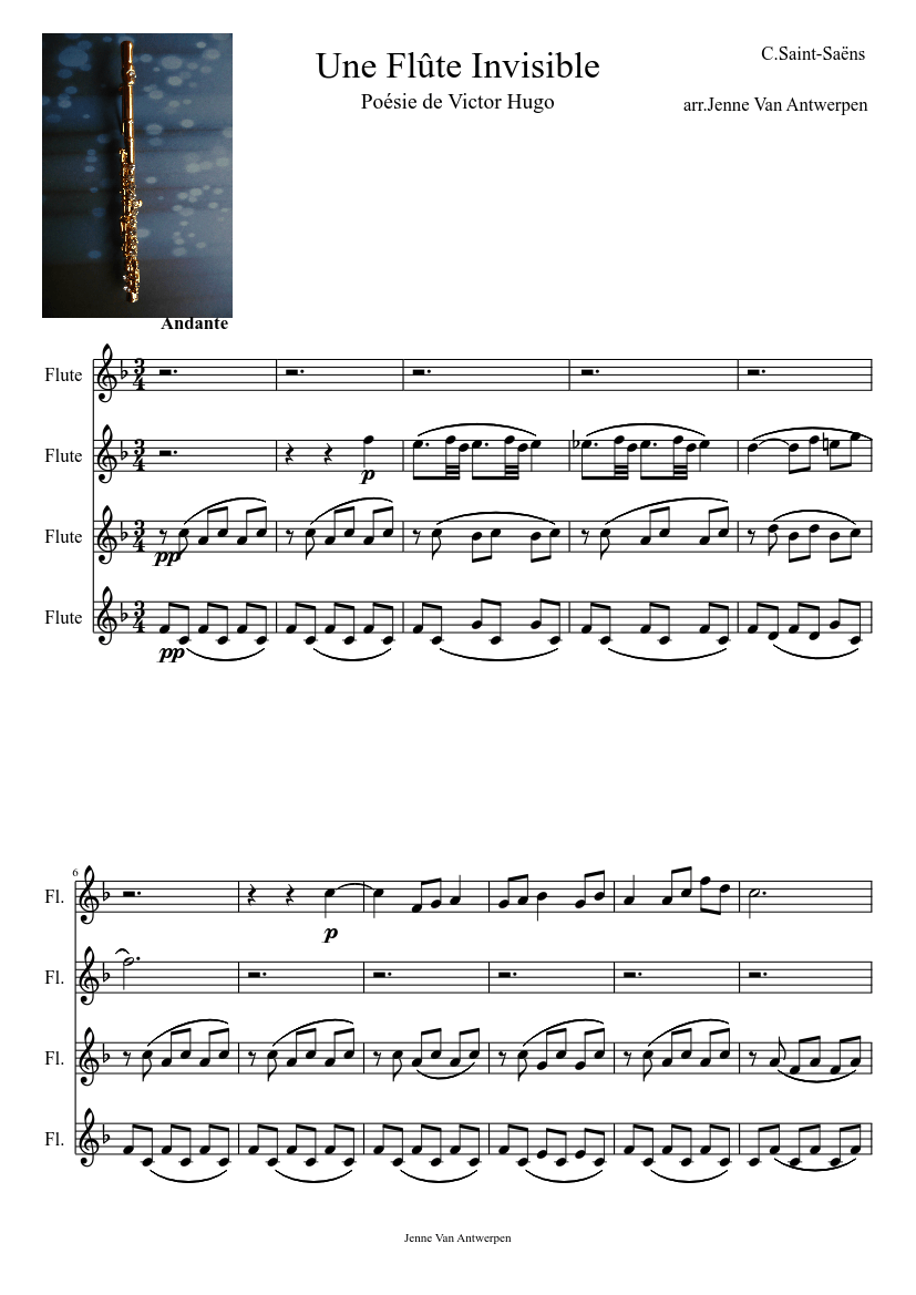 Une Flûte Invisible Sheet music for Flute (Mixed Quartet) | Musescore.com