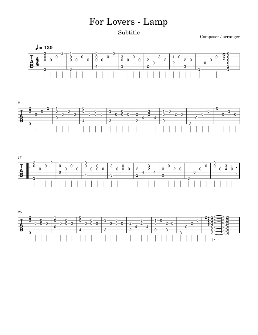 恋人へ (For Lovers) – ランプ (Lamp) Sheet Music and Tab for Guitar